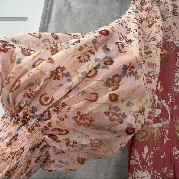 Shop the Mint Making Moves Mauve Pink Floral Print Chiffon Blouse Sz M - Picture 14 of 16